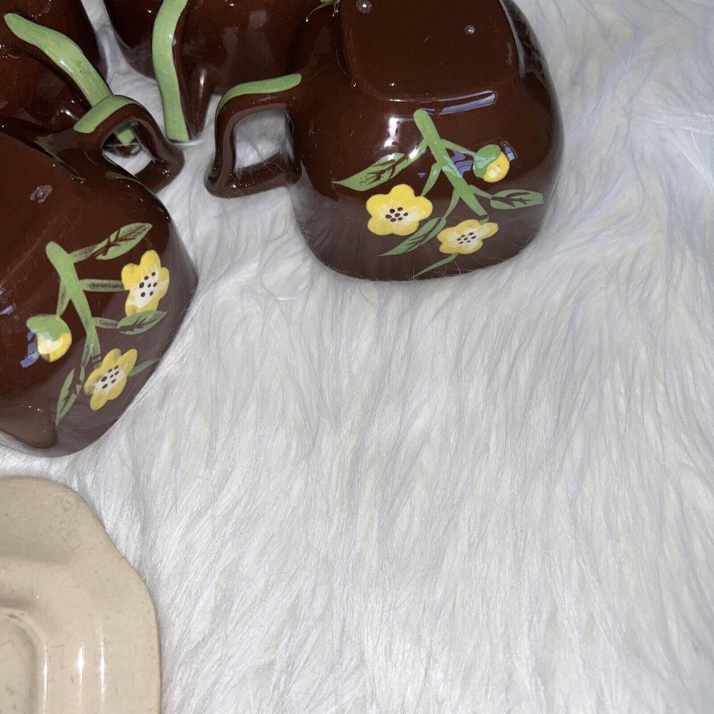 VINTAGE HAND-PAINTED TEAPOTS & BUTTER DISH SET (5 PCS) | Floral - Picture 8 of 9